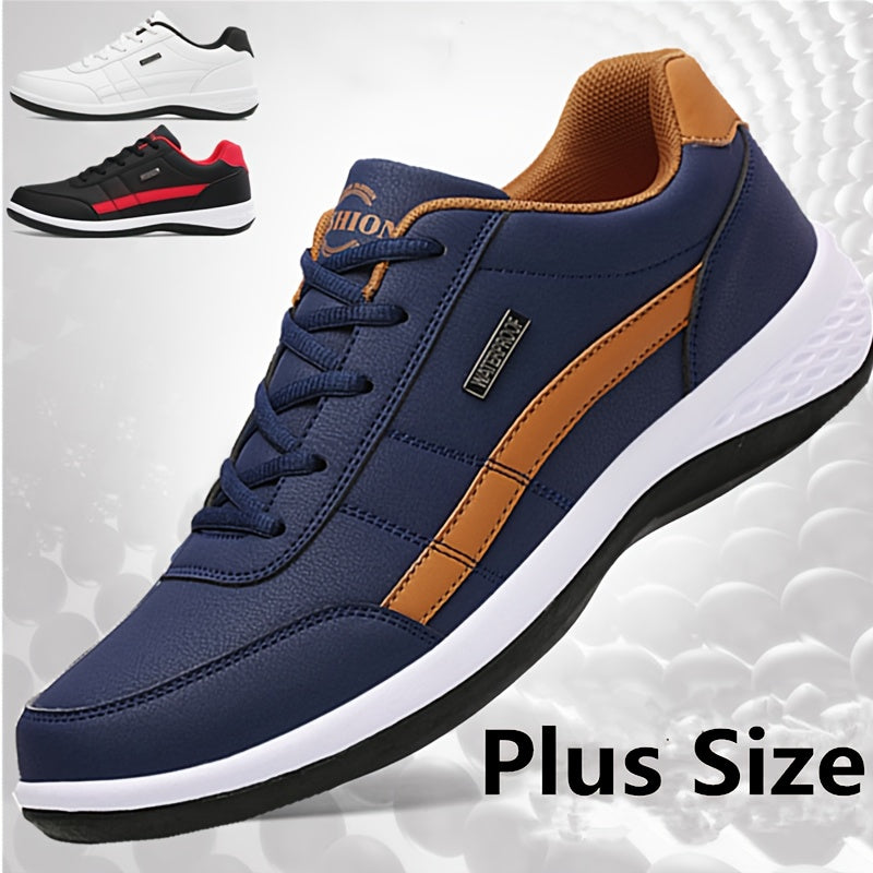 PLUS SIZE Men's Trendy Non Slip Sneakers, Comfy Durable Soft Sole Shoes For Men's Outdoor Activities